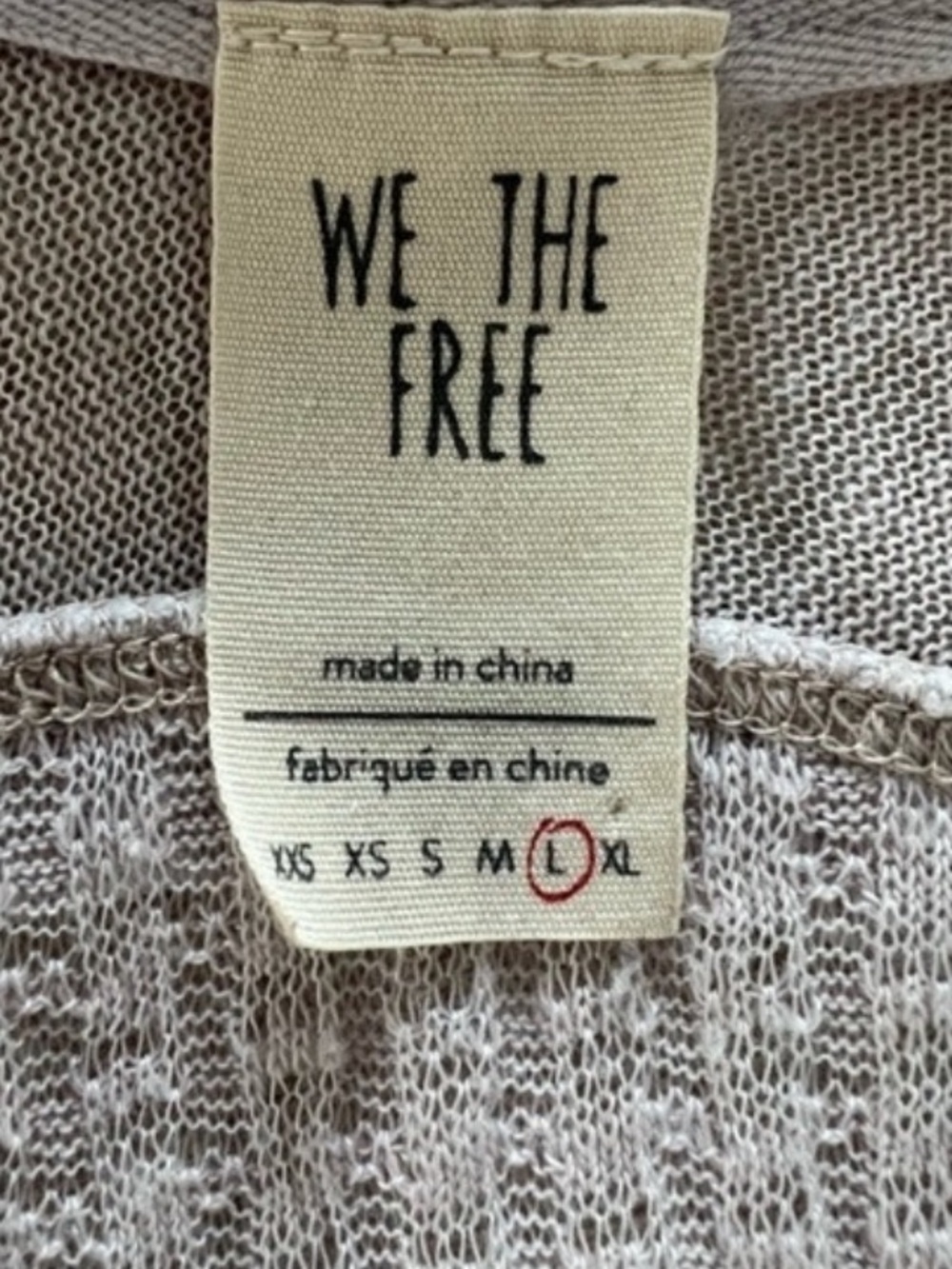 We The Free Taupe Waffle V-Neck Top with Velvet Sleeve Detail - Picture 3 of 5